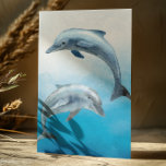 Waterverf dolfijnen briefkaart<br><div class="desc">Dit ontwerp kan op het gebied worden gepersonaliseerd dat door de foto en/of tekst te veranderen wordt verstrekt. Of het kan worden aangepast door te klikken deze Sjabloon personaliseert en dan de klik te kiezen om verdere optie aan te passen en de kleur van de achtergrond te schrappen of te...</div>