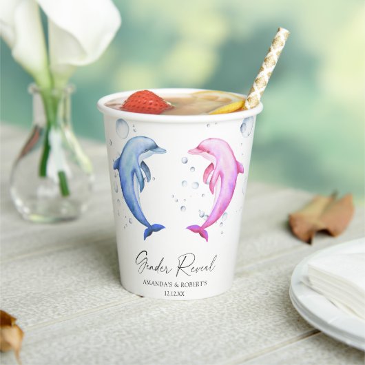 Waterverf dolfijnen Geslacht onthullen Papieren Bekers (Insitu)