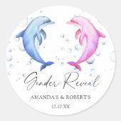 Waterverf dolfijnen Geslacht onthullen Ronde Sticker (Voorkant)