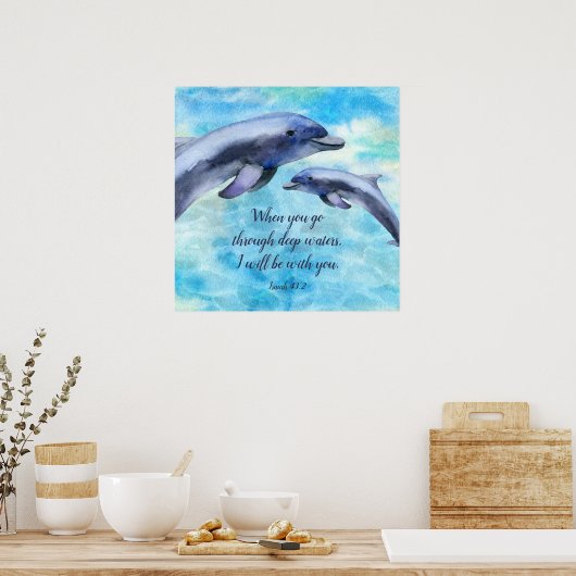  Waterverf Dolfijnen Poster (Keuken)