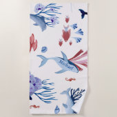 Waterverf Dolfijnen Walvissen Onderwaterdichte han Strandlaken (Voorkant)