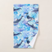 waterverf dolfijnvissen naadloos patroon bad handdoek (Handdoek)