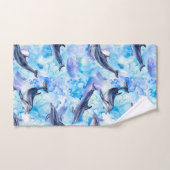 waterverf dolfijnvissen naadloos patroon bad handdoek (Handdoek)