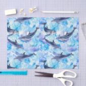 waterverf dolfijnvissen naadloos patroon tissuepapier (Craft)