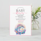 Waterverf dolfijnvriendelijk baby shower kaart (Staand voorkant)