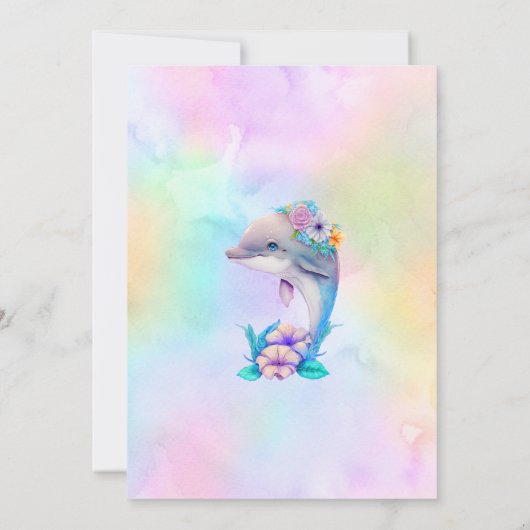 Waterverf dolfijnvriendelijk baby shower kaart (Achterkant)