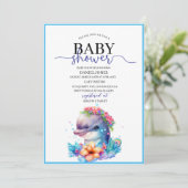 Waterverf dolfijnvriendelijk baby shower kaart (Staand voorkant)