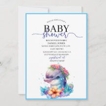 Waterverf dolfijnvriendelijk baby shower