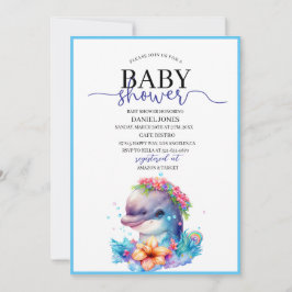 Waterverf dolfijnvriendelijk baby shower kaart