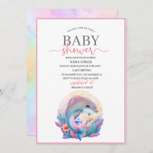 Waterverf dolfijnvriendelijk baby shower kaart