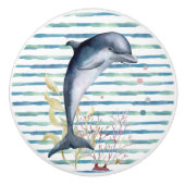 WATERVERF DOLPHIN ART BEACH VACATION HOUSE KERAMISCHE KNOP (Voorkant)