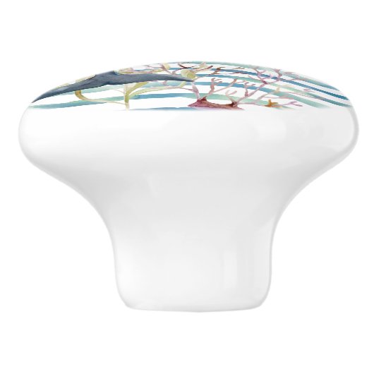 WATERVERF DOLPHIN ART BEACH VACATION HOUSE KERAMISCHE KNOP (Zijkant)