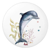 WATERVERF DOLPHIN ART COASTAL BEACH VACATIE KERAMISCHE KNOP (Voorkant)