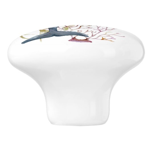 WATERVERF DOLPHIN ART COASTAL BEACH VACATIE KERAMISCHE KNOP (Zijkant)