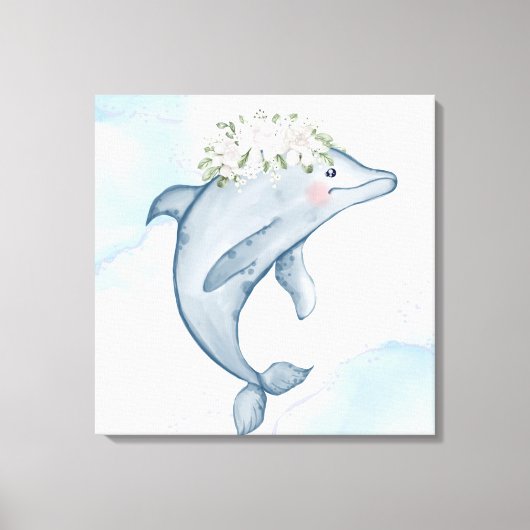Waterverf Dolphin Canvas Afdruk (Voorkant)