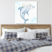 Waterverf Dolphin Canvas Afdruk (Insitu (Slaapkamer))