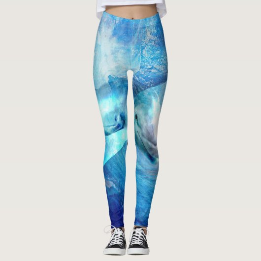 Waterverf Dolphin Digital Art Leggings (Voorkant)