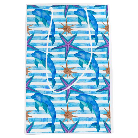 Waterverf Dolphin Pattern Medium Cadeauzakje (Voorkant)