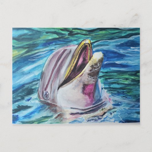 Waterverf Dolphin Post Card Briefkaart (Voorkant)