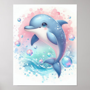 Waterverf Dolphin Poster