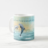 Waterverf Dolphins Leap Water Custom Name Gezegde Koffiemok (Voorkant links)