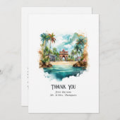 Waterverf Dominicaanse Republiek Bestemming Bruilo Bedankkaart (Voorkant / Achterkant)