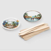 Waterverf Dominicaanse Republiek Bestemming Bruilo Handwaaier (Niet-gemonteerd)