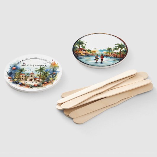 Waterverf Dominicaanse Republiek Bestemming Bruilo Handwaaier (Niet-gemonteerd)