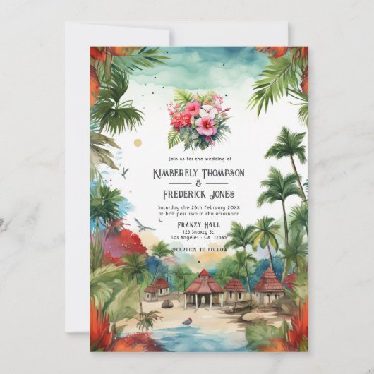 Waterverf Dominicaanse Republiek Bestemming Bruilo Kaart (Voorkant)