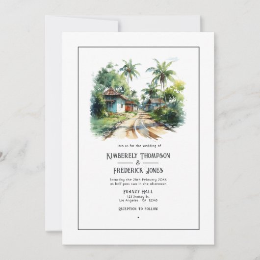 Waterverf Dominicaanse Republiek Bestemming Bruilo Kaart (Voorkant)