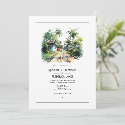 Waterverf Dominicaanse Republiek Bestemming Bruilo Kaart (Staand voorkant)