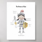 Waterverf donker haar meisje het pantser van God p Poster (Voorkant)