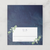 Waterverf donkerblauw groen bruiloft plaats kaart plaatskaartje (Buitenkant ongevouwen)