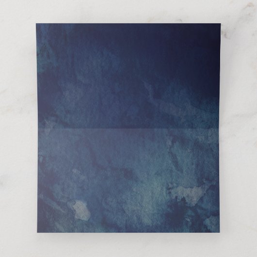 Waterverf donkerblauw groen bruiloft plaats kaart plaatskaartje (Binnenkant ongevouwen)