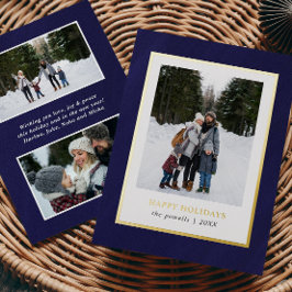 Waterverf Donkerblauw Lijst 3 Foto's Kerst Folie Feestdagenkaart