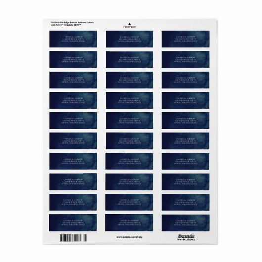 Waterverf donkerblauw logo etiket (Full Sheet)