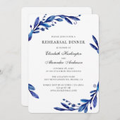 Waterverf donkerblauwe botanische repetitiediner kaart (Voorkant / Achterkant)