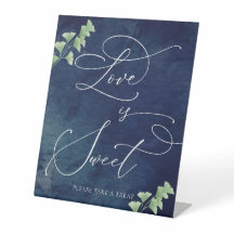 Waterverf donkerblauwe bruine bruiloft balk