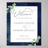 Waterverf Donkerblauwe groen repetitie Poster (Voorkant)