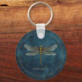 Waterverf Donkerblauwe Hemelse Droomvlinder Sleutelhanger (Voorkant)