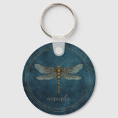 Waterverf Donkerblauwe Hemelse Droomvlinder Sleutelhanger (Achterkant)
