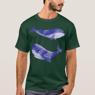 waterverf donkerblauwe oceaanwalvis t-shirt