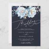 Waterverf Donkerblauwe Winter Bloemen Huwelijk Kaart (Voorkant)