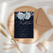 Waterverf Donkerblauwe Winter Bloemen Huwelijk Kaart