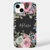 Waterverf donkerbruin boho bloemenschrift naam Case-Mate iPhone case (Achterkant)