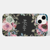 Waterverf donkerbruin boho bloemenschrift naam Case-Mate iPhone case (Achterkant (horizontaal))