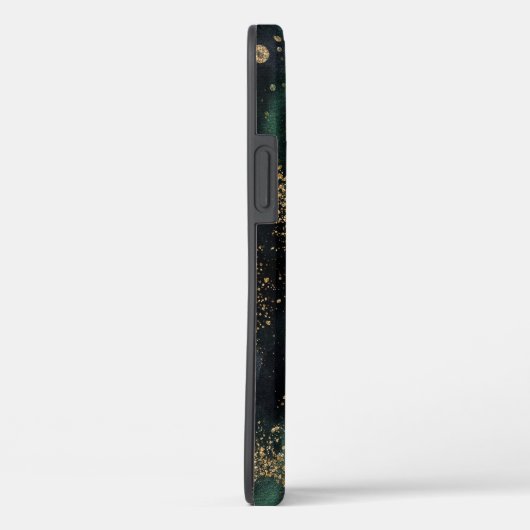 Waterverf Donkere groene ombre & gouden persoonlij Case-Mate iPhone Case (Achterkant / Rechts)