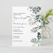 Waterverf donkergroen gouden botanische gebladerte kaart (Staand voorkant)