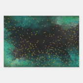 Waterverf donkergroen met gouden sterren inpakpapier vel (Voorkant 3)