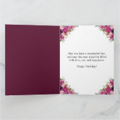 Waterverf donkerroze bloemen afgelopen dag kaart (Binnen)